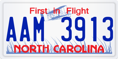 NC license plate AAM3913