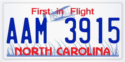 NC license plate AAM3915