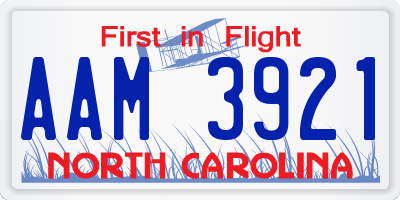 NC license plate AAM3921