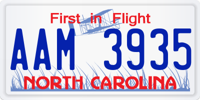 NC license plate AAM3935