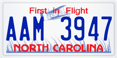 NC license plate AAM3947