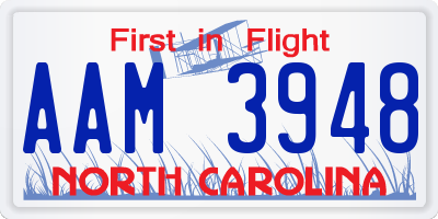 NC license plate AAM3948