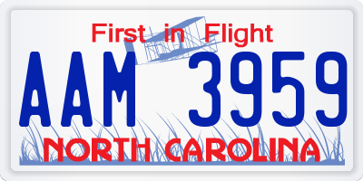 NC license plate AAM3959