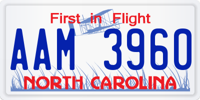 NC license plate AAM3960