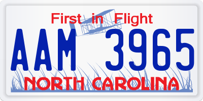 NC license plate AAM3965