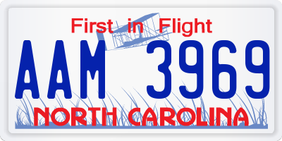 NC license plate AAM3969