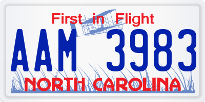 NC license plate AAM3983