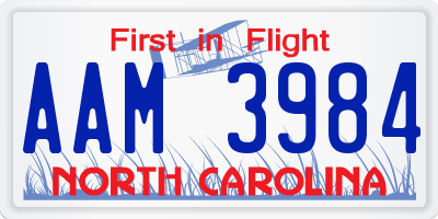 NC license plate AAM3984