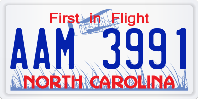 NC license plate AAM3991