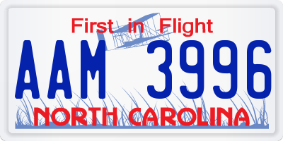 NC license plate AAM3996