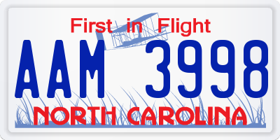 NC license plate AAM3998