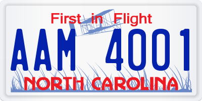 NC license plate AAM4001