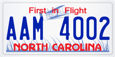 NC license plate AAM4002