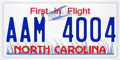 NC license plate AAM4004
