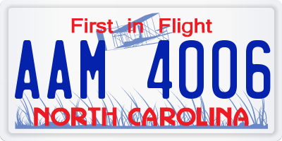 NC license plate AAM4006