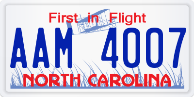 NC license plate AAM4007