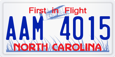 NC license plate AAM4015