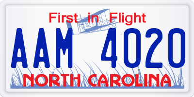 NC license plate AAM4020