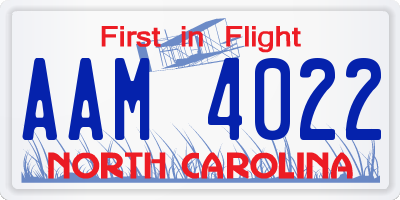 NC license plate AAM4022