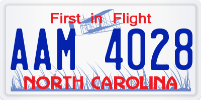 NC license plate AAM4028