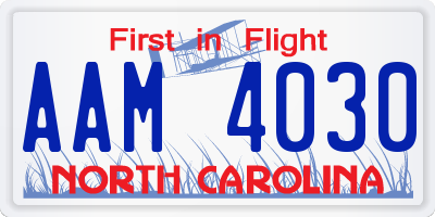 NC license plate AAM4030