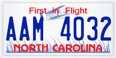 NC license plate AAM4032