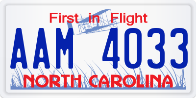 NC license plate AAM4033