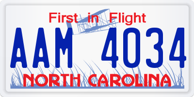 NC license plate AAM4034