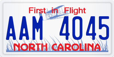 NC license plate AAM4045