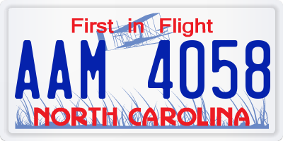 NC license plate AAM4058