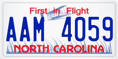 NC license plate AAM4059