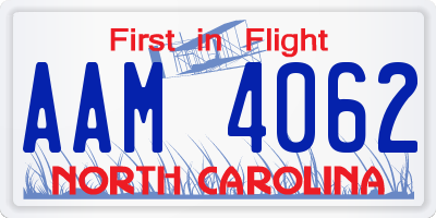 NC license plate AAM4062