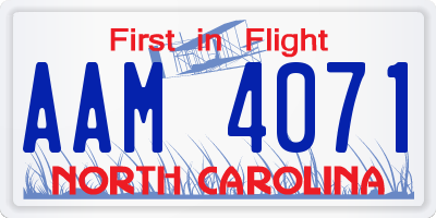 NC license plate AAM4071