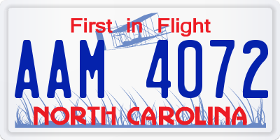 NC license plate AAM4072