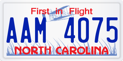 NC license plate AAM4075