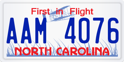 NC license plate AAM4076