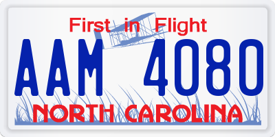 NC license plate AAM4080