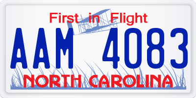 NC license plate AAM4083