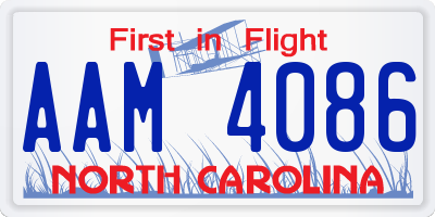 NC license plate AAM4086