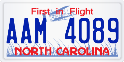 NC license plate AAM4089