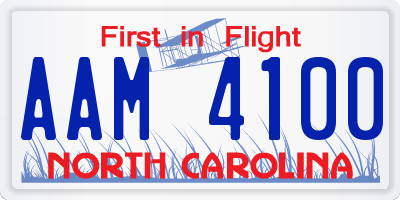 NC license plate AAM4100