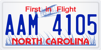 NC license plate AAM4105