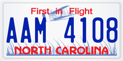NC license plate AAM4108