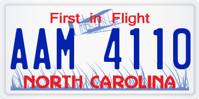 NC license plate AAM4110