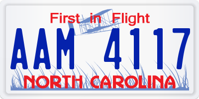 NC license plate AAM4117