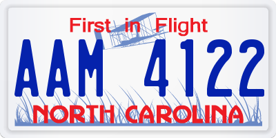 NC license plate AAM4122