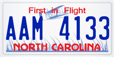 NC license plate AAM4133