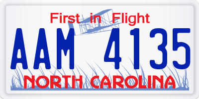 NC license plate AAM4135