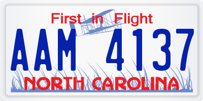 NC license plate AAM4137