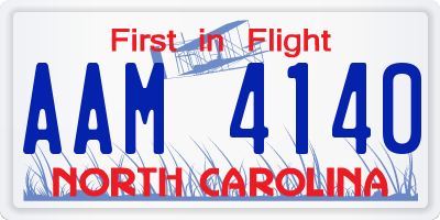 NC license plate AAM4140